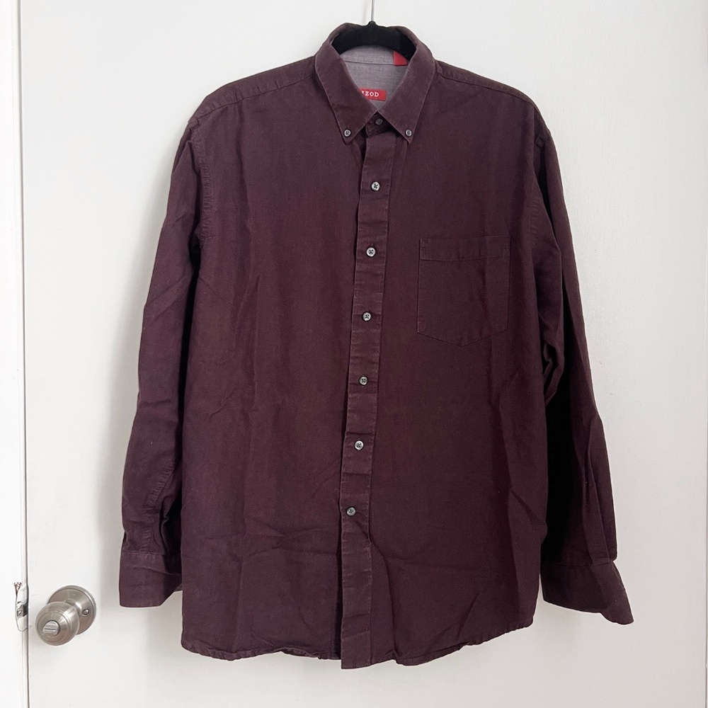 Red Button Down Shirt Mens Size Large Izod